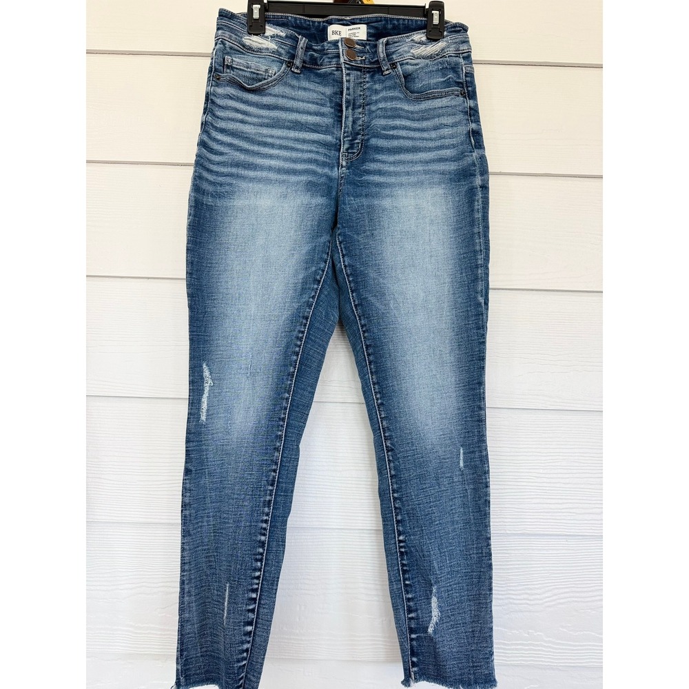 D- 2- BKE Parker High Rise Ankle Skinny Jeans Medium Wash Distressed 29x27